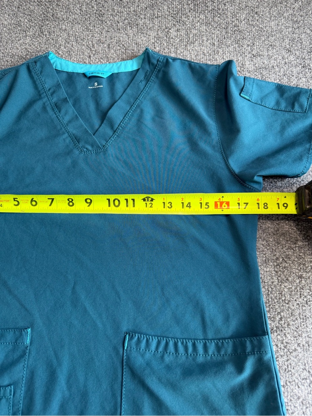 V-Neck Carhartt Medical Scrub Tops - Teal and Gray Size S - Picture 10 of 12